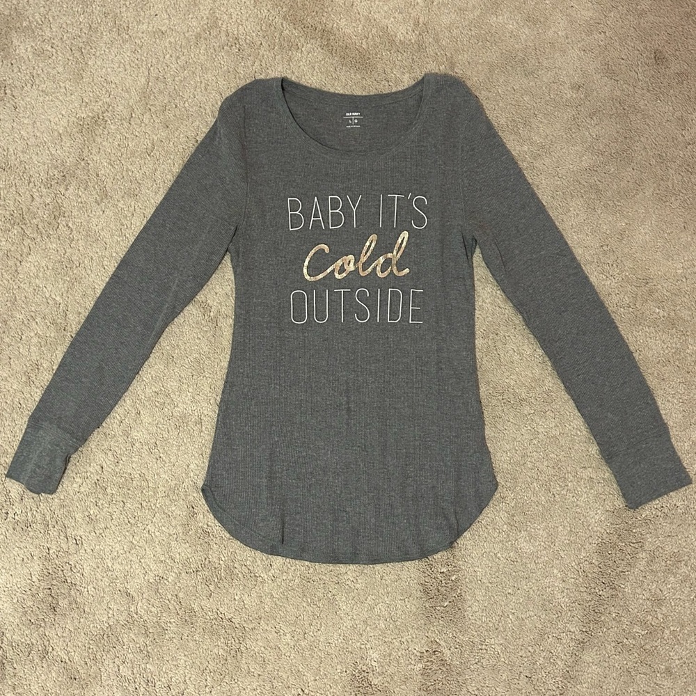 Old Navy Waffle Texture Long Sleeve Shirt “baby it’s cold outside”